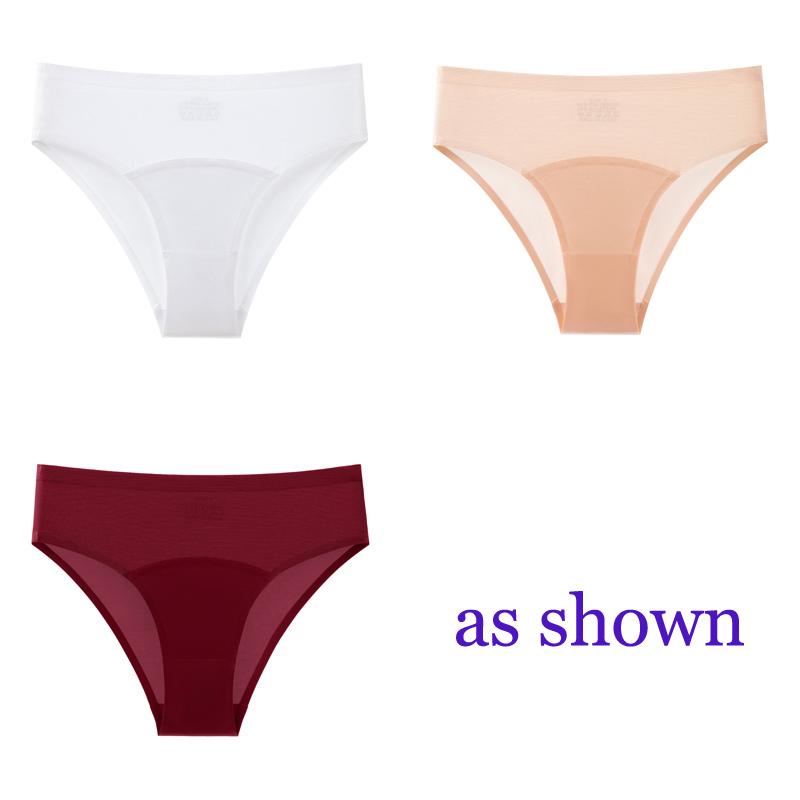 CINOON 3Pcs/Lot Sexy Ice Silk Satin Briefs Mid-Waist Mesh Seamless Underwear Solid Color Patchwork Breathable Panties