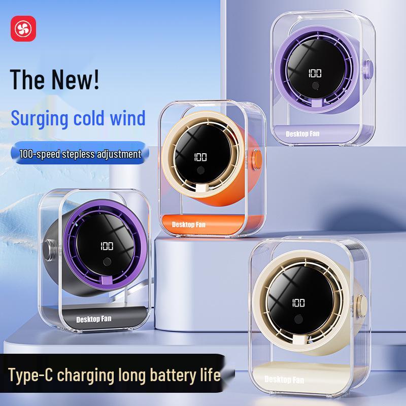 

100-Speed USB Desktop Smart Fan with Digital Display for Office or Dorm New фіолетовий/сірий колір