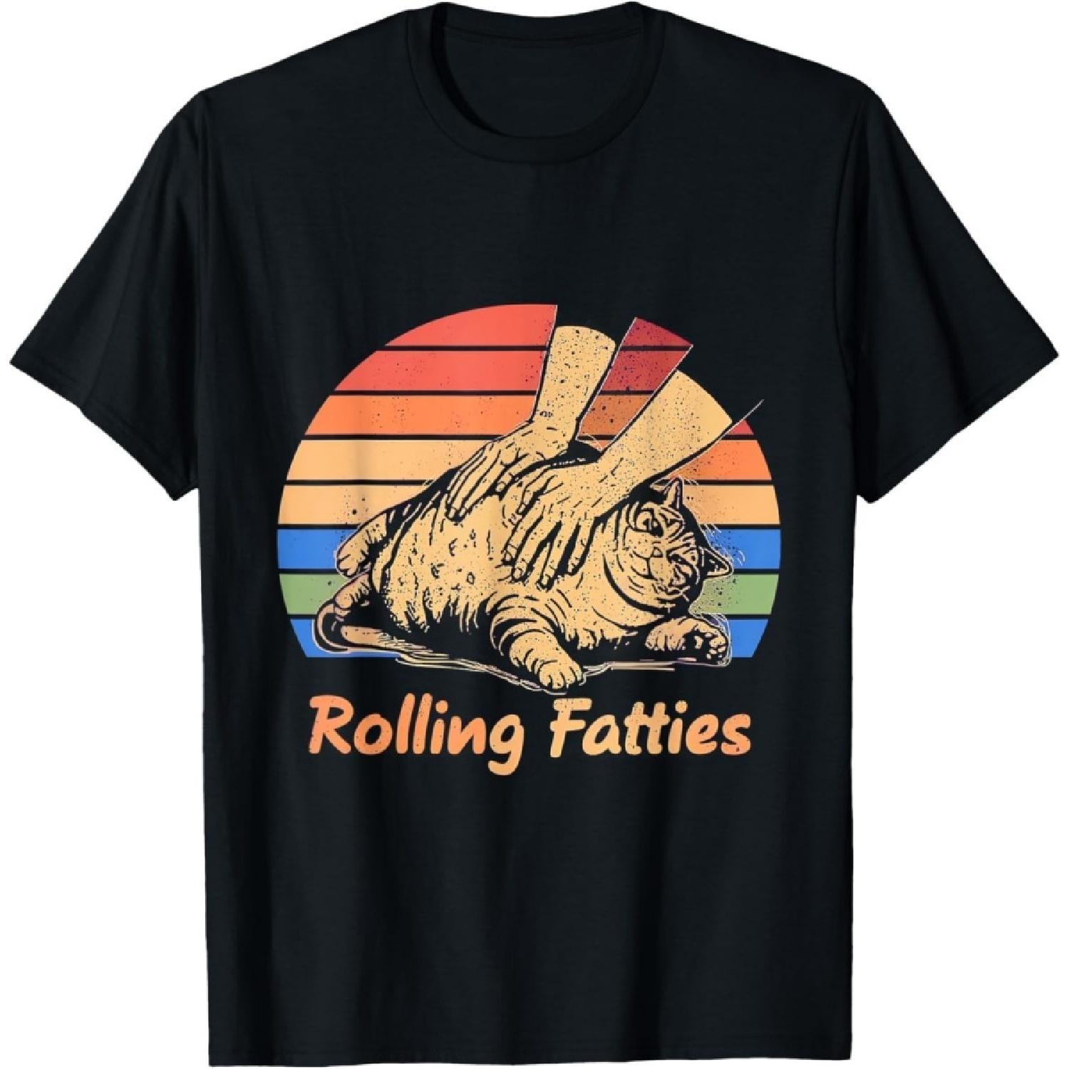 OPWHZVLR Cat Rolling Fatties Funny T-Shirt S
