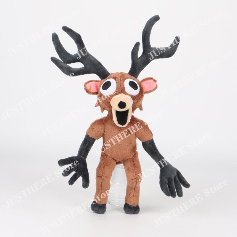 25cm 99 Nights In The Forest Plush Toys Game Brown Haired Man Black Cothed Elk Deer Stuffed Doll Plushie Pillow Christmas Gifts
