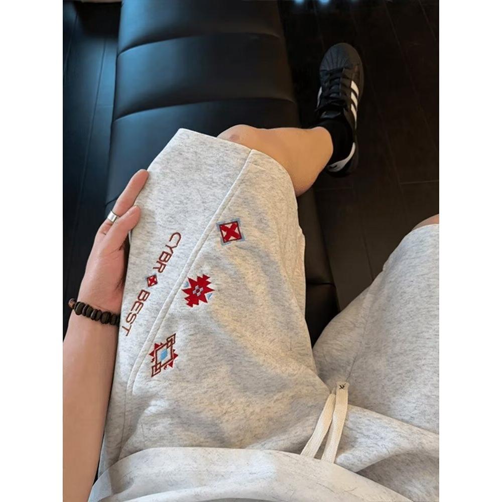 American tie-dye diagonal cut embroidered shorts men's summer trendy brand loose five-point pants ruffian handsome sweatpants basketball pants