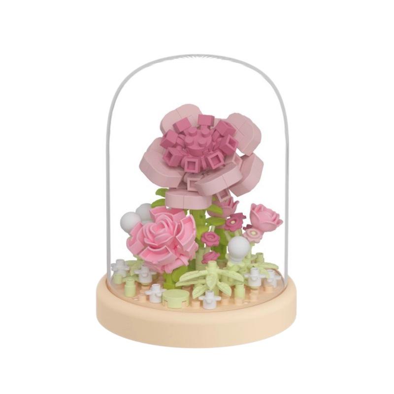 Secret Garden Flower Building Blocks: Rose & Carnation Potted Plant Toy - Perfect for Children's Play and Teacher's Day Gifts