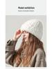 Women's Large Head Circumference White Knitted Wool Beanie - Fluffy, Warm, and Face-Slimming for Autumn and Winter