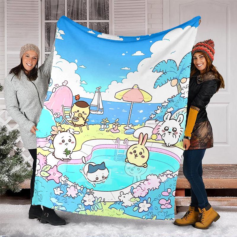 Chiikawa1 printed throw blanket—lightweight,soft,warm;versatile blanket for all seasons—perfect as &air-conditioning throw,nap blanket