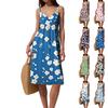 Women's Spaghetti Strap Backless Bow Loose Casual Beach Vacation Floral Printed Dress Sundress