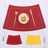 Fan Shaped Round Table Dining Mat, Leather PU Table Mat, Waterproof and Heat-insulating Mat, Hotel Western Dual Color Tableware Mat