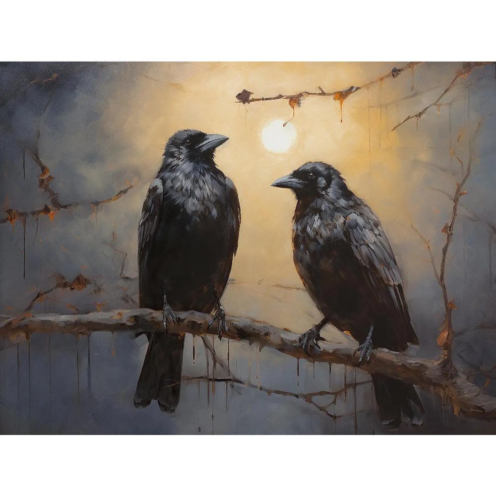 Terror Dark Blackbirds Oil Posters Classic Crow Halloween Prints Gothic Canvas Painting Wall Art Pictures Home Living Room Decor
