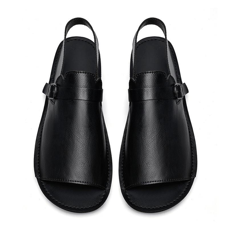 Herren Sommersandalen aus echtem Leder mit weicher Sohle und modischer Schnalle - Größen 45-47