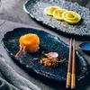 Retro Oval Shape, Ceramic Plate, Restaurant Fish Plate, Home Dessert Plate, Grilled Meat, Sushi, Irregular Tableware, Kitchen