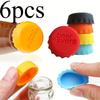 6 st Återanvändbar Silikonflaskaförslutningsset - Läckagesäkra, Hållbara & Färgglada Lock för Öl, Vin, Vinäger - Perfekt för Köksförvaring & Organisation