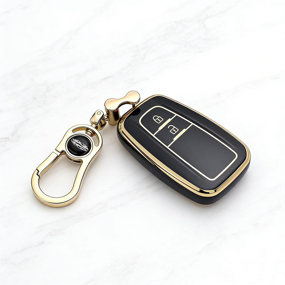 Soft TPU Car Key Case Shell For Toyota Prius Camry Corolla C-HR RAV4 Land Cruiser Prado Key Protector Cover Key Rings Auto Parts