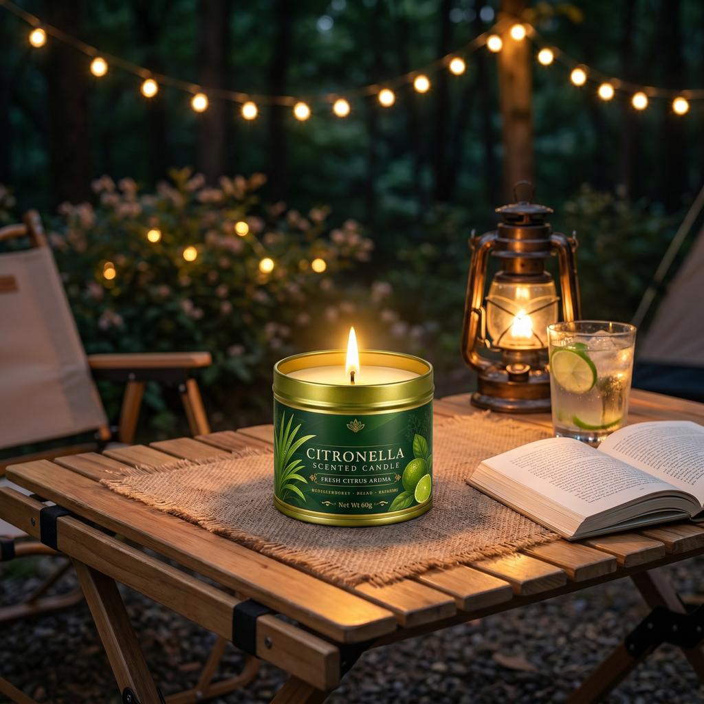 Lemongrass Scented Candle for Garden Patio - Aromatherapy Candle for Outdoor Use