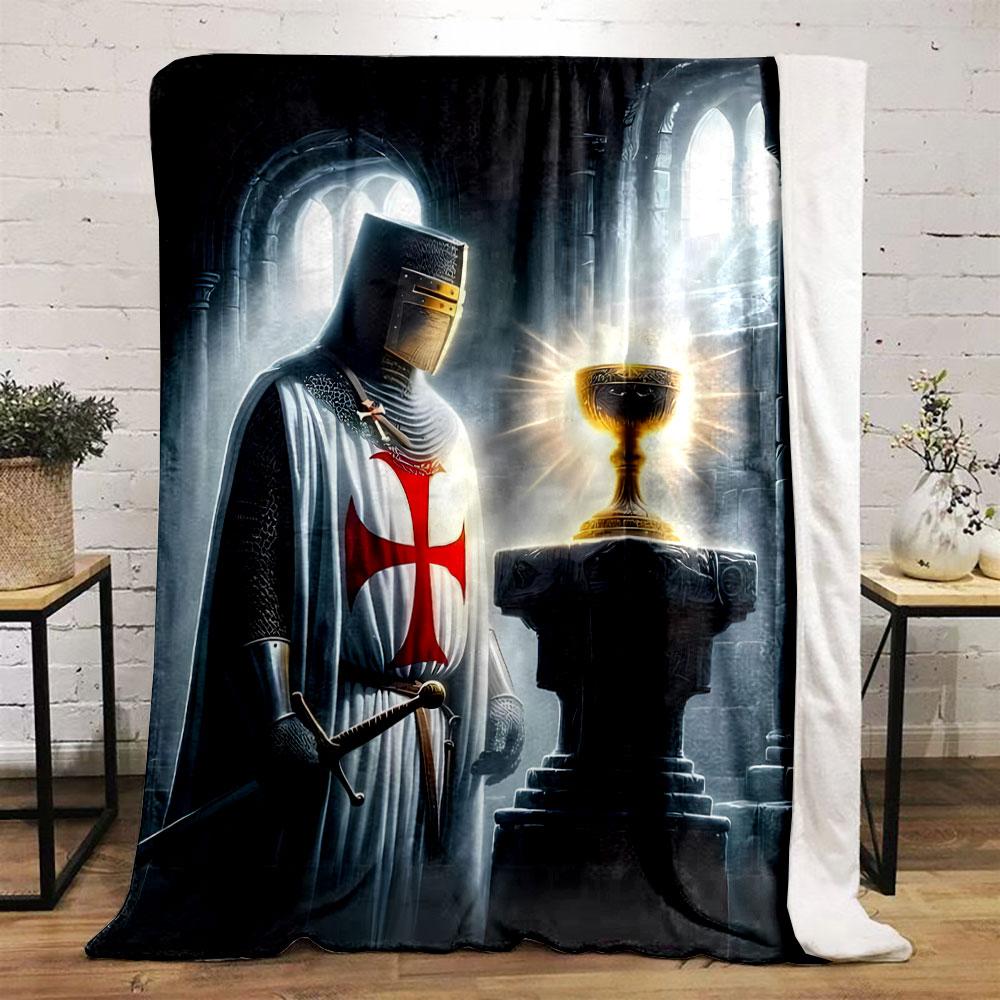 Templar Knight Holy Grail Blanket Printed Blanket for Living Room Bed Couch lunch break Soft Cozy Blanket for Friend's festival Gift