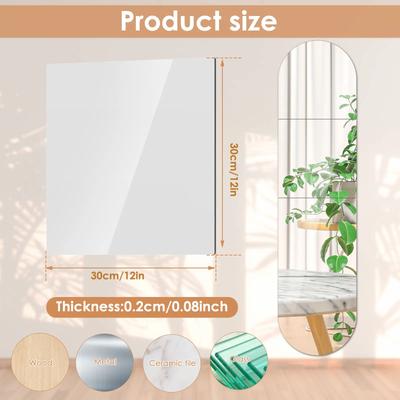4 szt. Lustrzane Naklejki Ścienne 3D Samoprzylepne Naklejki Lustrzane Pogrubione 2 mm Elastyczne DIY Art Lustro Akrylowe Dekoracja Salonu
