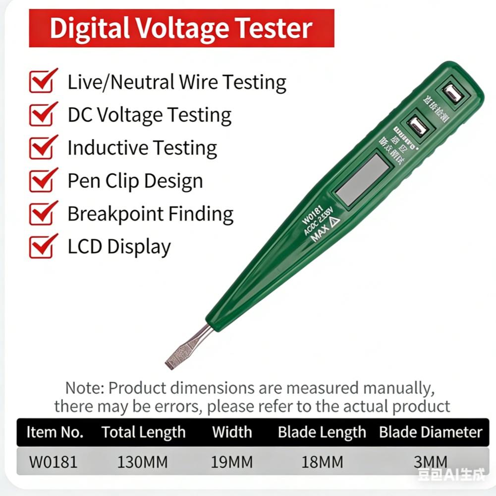 Multifunctional Voltage Tester Pen With LED Display Non-Contact Detection With LED Light For AC 12-1000V DC 12-220V Tester Pen