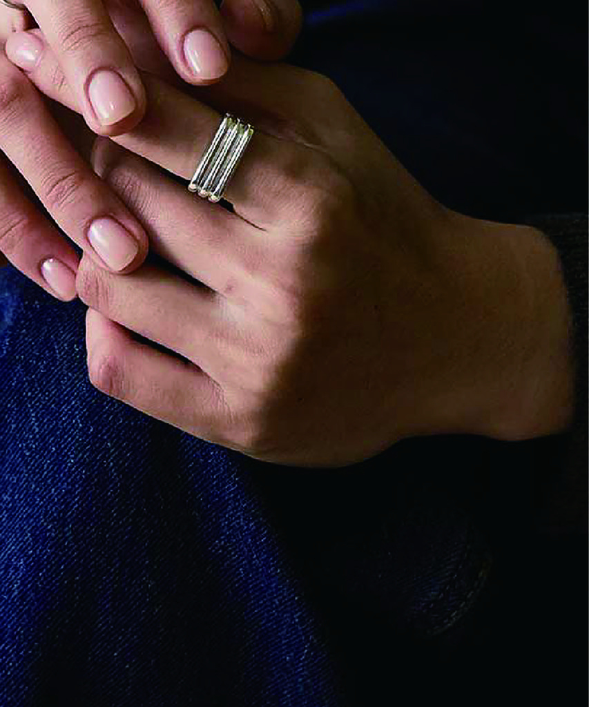 Grasse Matinee Triple Bar Ring Silver