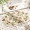 Floral Print Oval Bathroom Floor Mats Bathroom Absorbent Anti Slip Foot Mats Home Decoration Mats