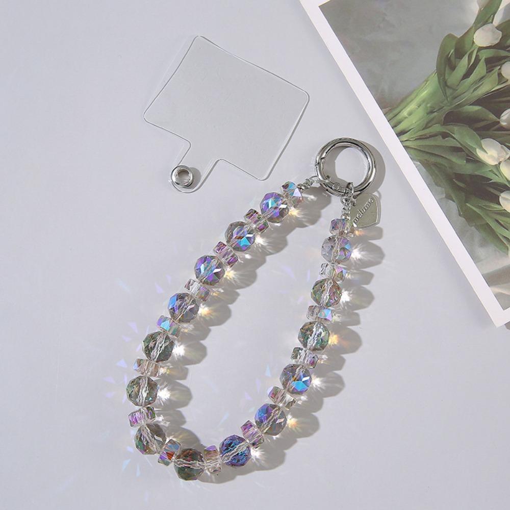 

Transparent Crystal Bead Keychain Glitter Phone Lanyard Stylish Bag Pendant for Women Girls