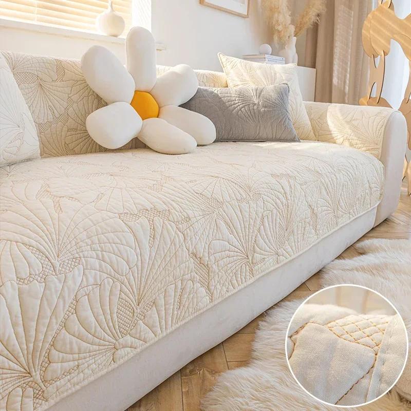 Luxury Sofa Cushion Cover Non-Slip Jacquard Cotton Sofa Mat Towel Nordic Couch Slipcover Home Living Room Furniture Protector
