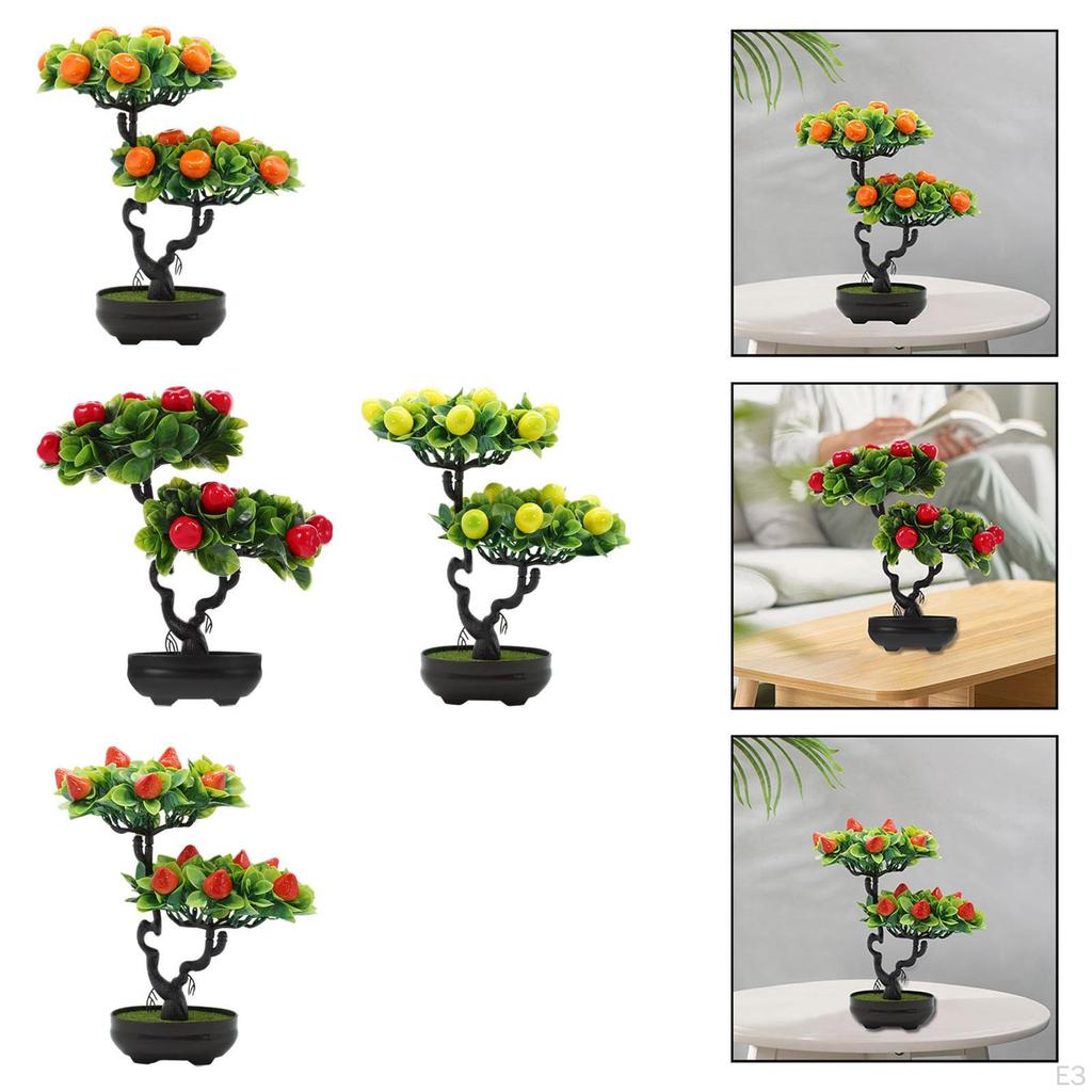 Artificial Fruit Tree Bonsai Faux Pot Lightweight Tabletop Ornament for Kitchen Room