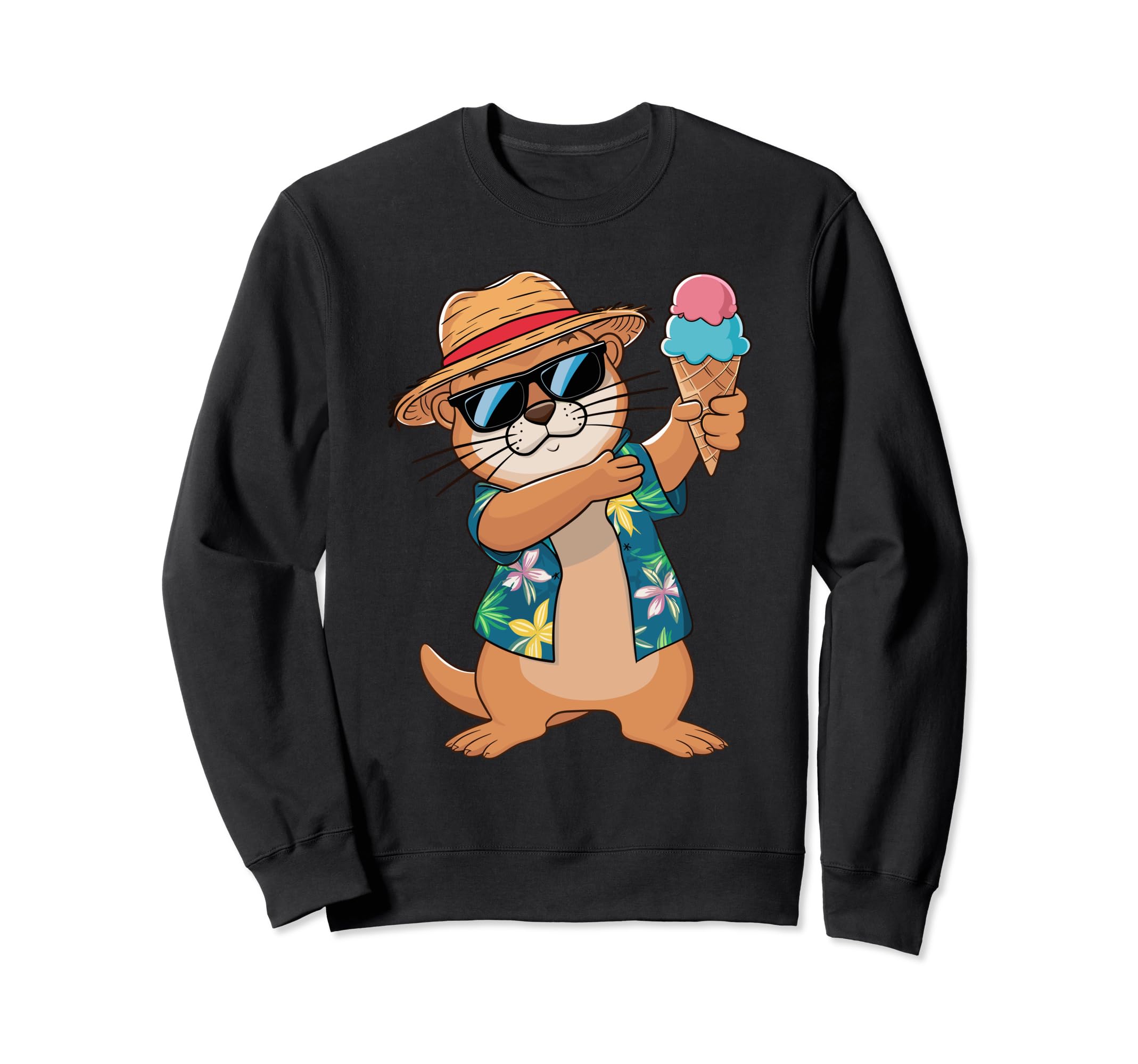 

Cool Otter Hawaiian Style Ice Cream Summer Fun Sweatshirt чорний