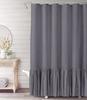 Cortina de Ducha Lisa de Lino Algodón con 12 Ganchos Impermeable Floral Volante Falbala Borde con Volante Festón Bajo Festoneado Decoración Baño Aseo