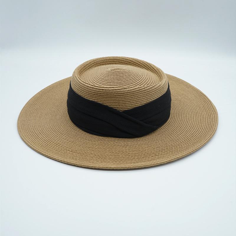 Japanese French Retro Cotton And Linen Cloth Fine Paper Woven Flat Top Top Top Hat Women'S Summer Sunshade Anti-Sun Korean Version Wide-Brimmed