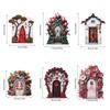 Wooden Fairy Gnome Door Figurines Handmade Micro Landscape Windows Door Miniature Craft Elf Door Art Statues Garden Decoration