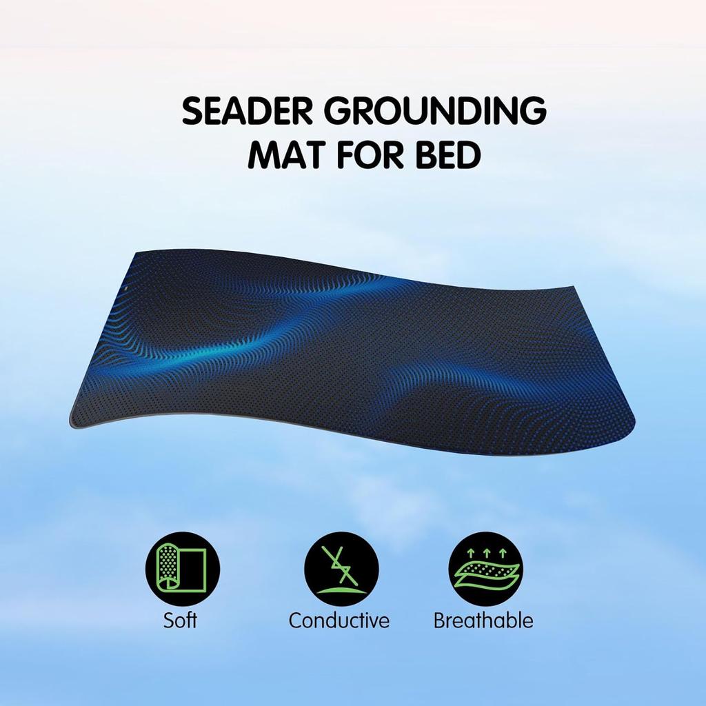 Grounding Mat for Bed, Earth Mat Grounding Pad for Queen Size Bed, Earth Connected Conductive Grounding Mat for Sleep, Energy, Pain Relief,