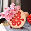 Chinese Double Happiness Bamboo Weaving Centerpiece for Wedding Engagement