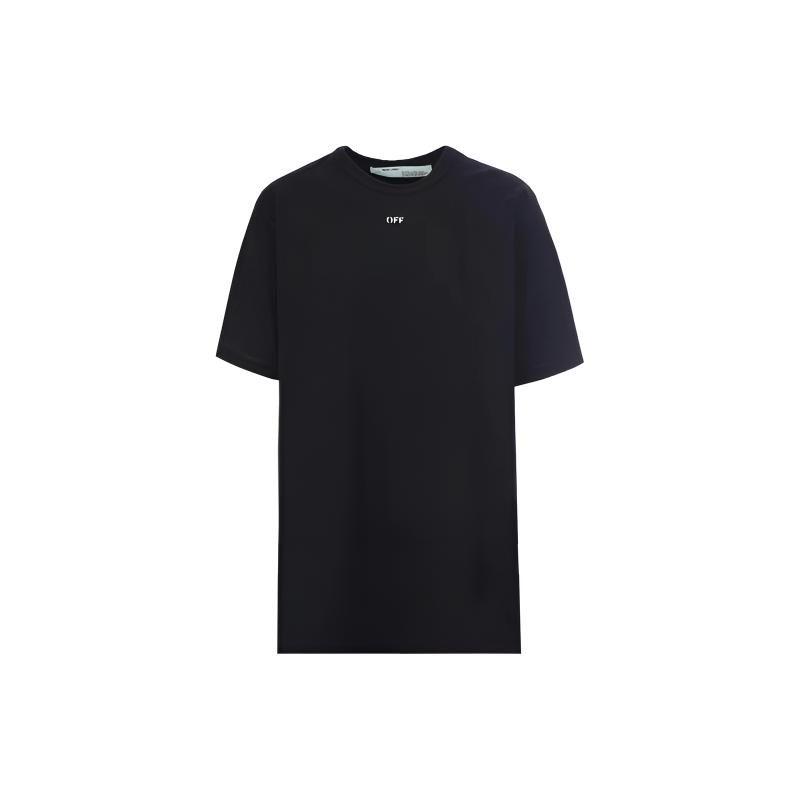 T-shirty OFF WHITE Męskie Czarny Okrągły Dekolt Umiarkowany OWAA029R187700081040