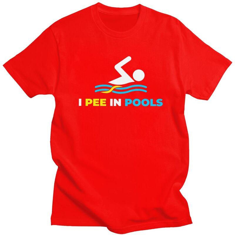Individuelles Mode Lustiges Schwimmen Ich Pisse in Pools T-Shirt Herren Kurzarm-T-Shirts Streetwear Tee 100% Baumwolle Übergroßes T-Shirt Geschenk