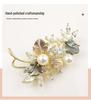 Elegant Pearl & Zircon Rose Brooch Corsage