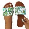 Large size flat-bottomed cool slippers women's summer new printed slippers women's lazy one-word slippers women's beach shoes women