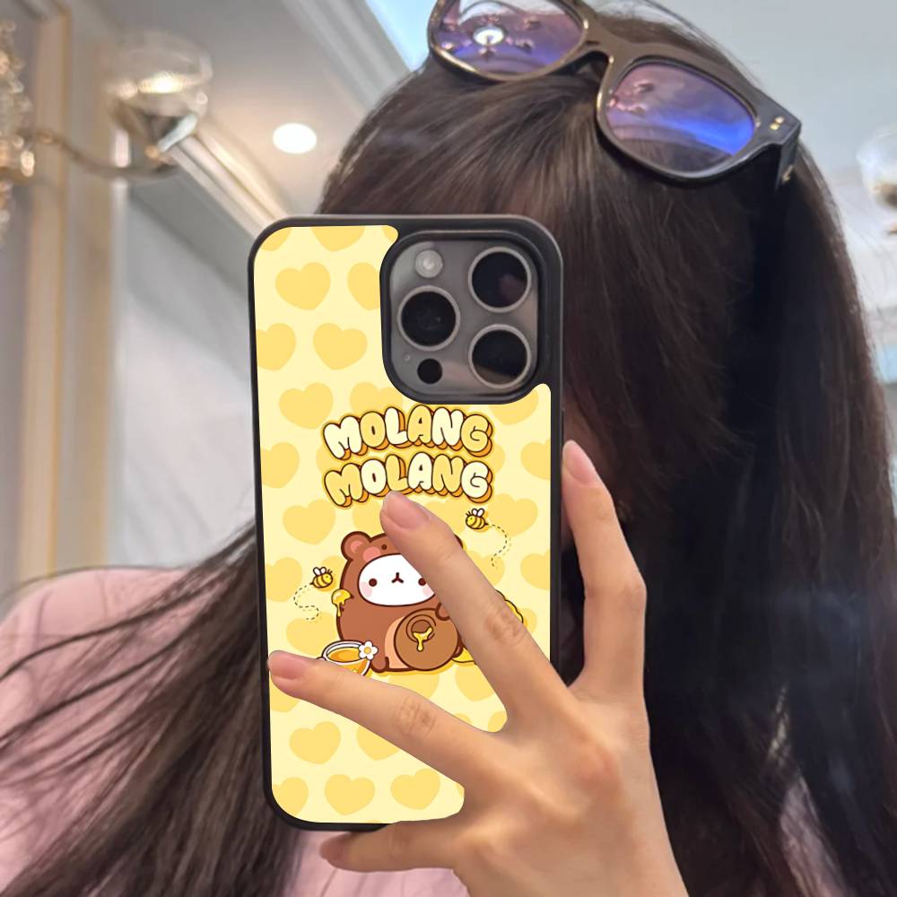 Kawaii Cute Rabbit M-MolangS Anime Phone Case For IPhone 17 16 Pro Max Air 13 12 Mini 14 15 Plus 11 PC+TPU Back Cover