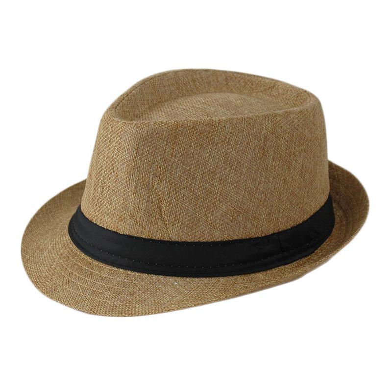 Cappelli Fedora Estivi per Uomo Mezza Età Cappellino Lino Panama Monocolore Jazz Cappello Cowboy Uomo Donna Festa Britannica Cappello da Sole