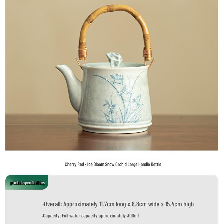 

Episode 2 Cherry Red Ceramic Teapot with Snow Orchid Handle, Anti-Scald Light Luxury Design for Home Tea Brewing