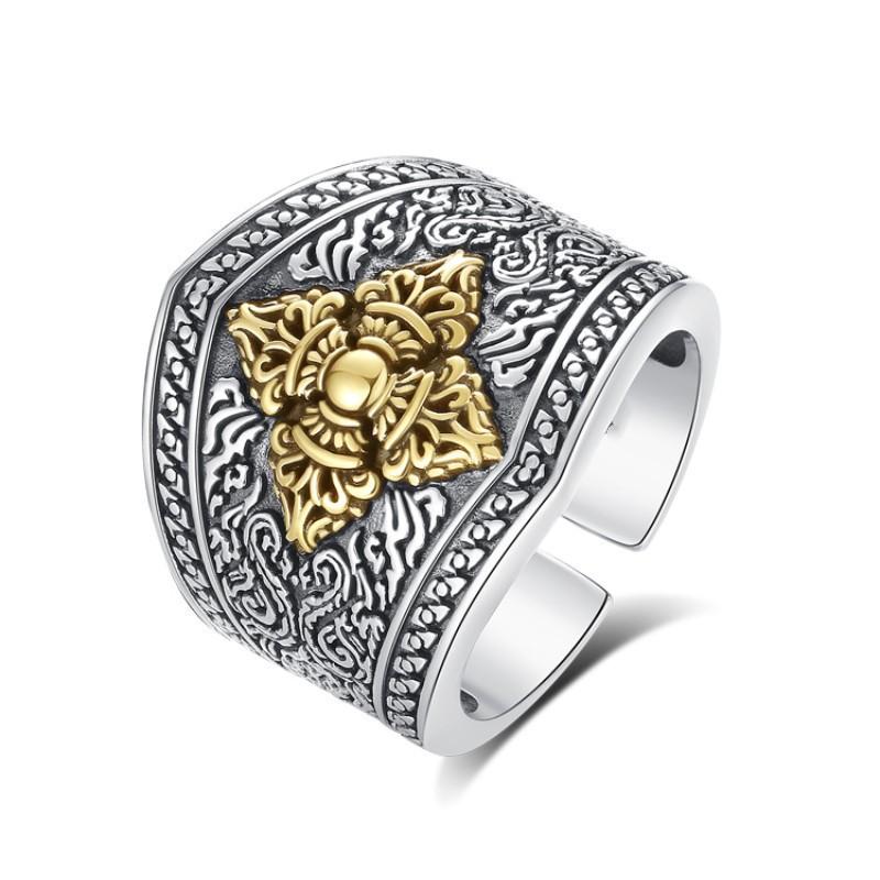 New Retro Cross Vajra Ring Men's Trendy Hip-hop Retro Style Single Ring Jewelry