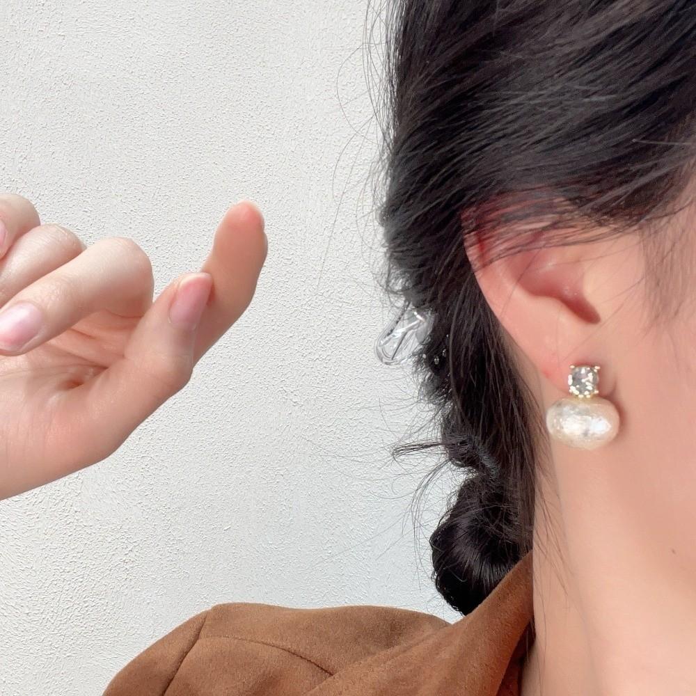 Light Luxury Zircon Stud Sweet Crystal Drop Earrings Simple Pearl Studs  Women