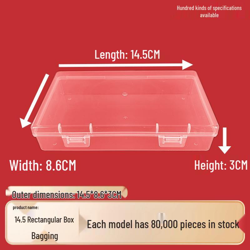 14.5 Cm Clear PP Plastic Rectangle Storage Box for Stationery, Accessories, Beads & Jewelry