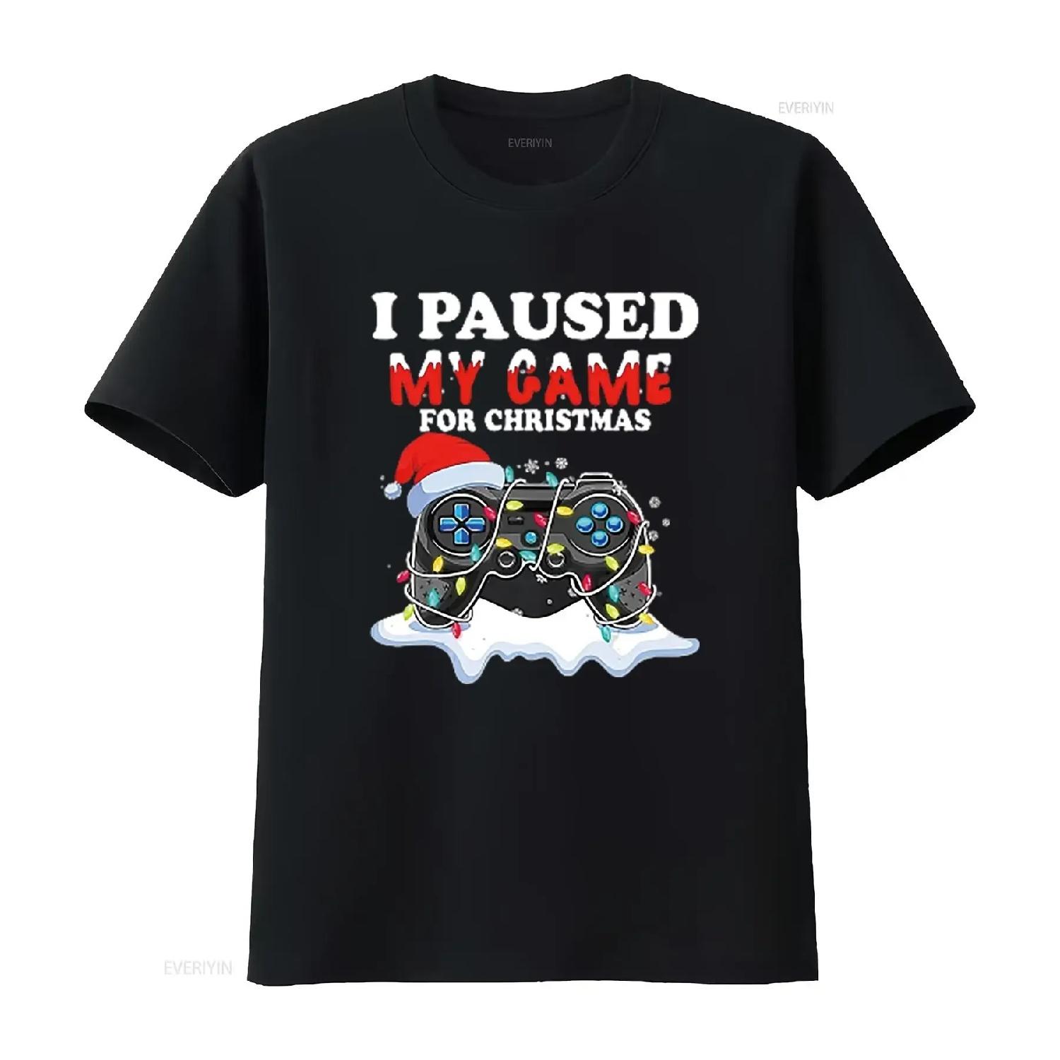 

I Paused My Game For Christmas Funny Women Kid T Shirt Black X Large vintage Washed streetwear designer clothes Stretched S чёрный