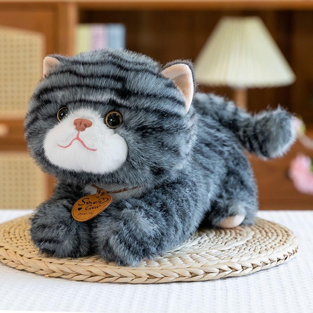 Stuffed Doll Simulation Cat Plush Toys Fluffy Animal Cartoon Kitty Dolls  Car Decor