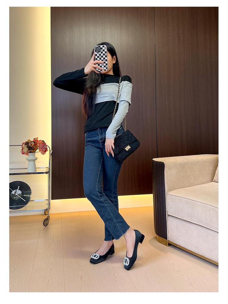 2025 Women's Chunky Heel Square Toe Versatile Low-Cut Shoes, Plus Size 41—43, Perfect for Work and Commute.