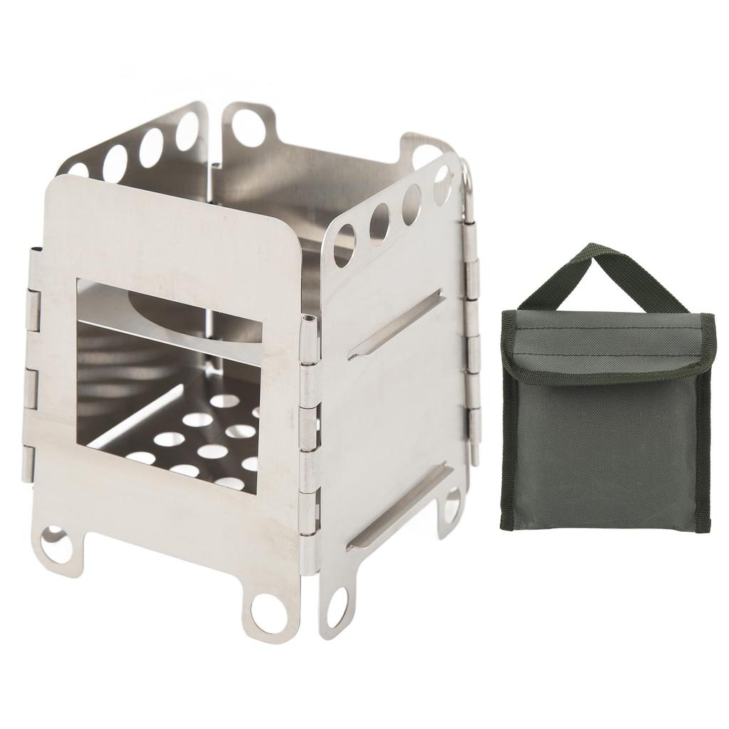 Portable Wood-Burning Stove, Stainless Steel Camping Stove, Ultralight Mini Pocket Camping Stove, Compact for Backpacking and Hiking