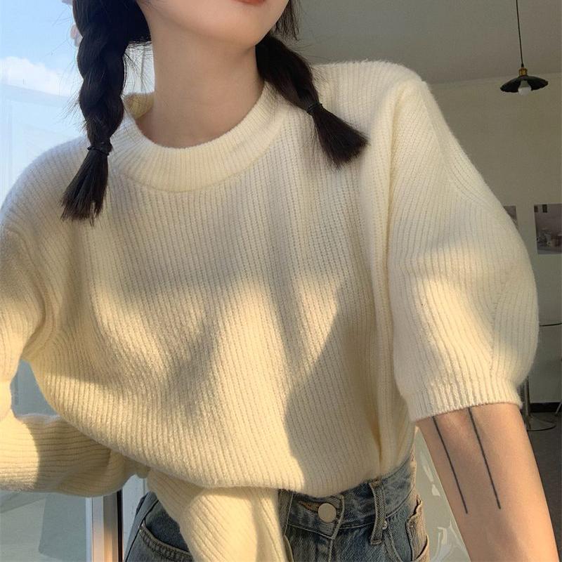 WTEMPO Female Elegant Spring Knitted Pullovers Women Casual Long Sleeve Sweaters Korean Y2K Long Sleeve Solid Casual Jumpers