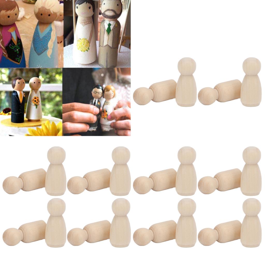 20pcs Wooden Peg Dolls Uned Angel Shape Toddler Wood Doll Bodies for Children   Craft Toys Gifts Graffiti