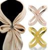 Fashion Cross Scarf Clip X Shape Metal Brooches for Women Hollow Bow Scarves Buckle Holder Shawls Jewelry Clothing Accessories