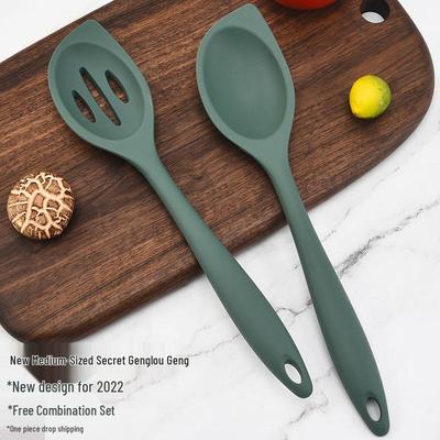 Mestolo e Cucchiaio Mescolatore in Silicone per Cucina - Taglia Media, Adatto ai Bambini, Design Completamente Avvolgente per Mescolare Ingredienti Densi e Insalate