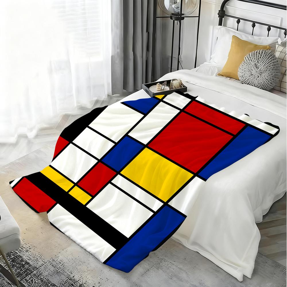 Artist P-Piet Mondrian Throw Lightweight 240g Flannel Blanket Soft Skin-friendly for Summer Cooling