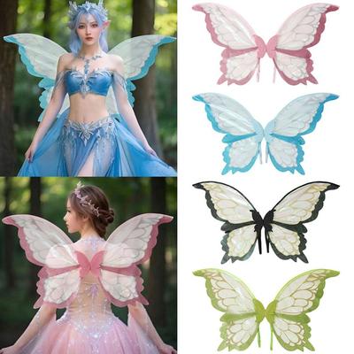 Adults Kids Girls Angel Wings Two-Color Halloween Costume Accessories Funny Fairy Wings